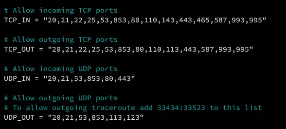 配置CSF允许的TCP UDP端口