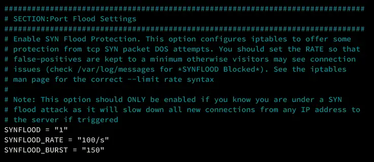 CSF配置SYN Flood防护