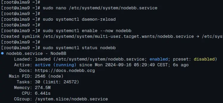 AlmaLinux 9安装NodeBB论坛教程