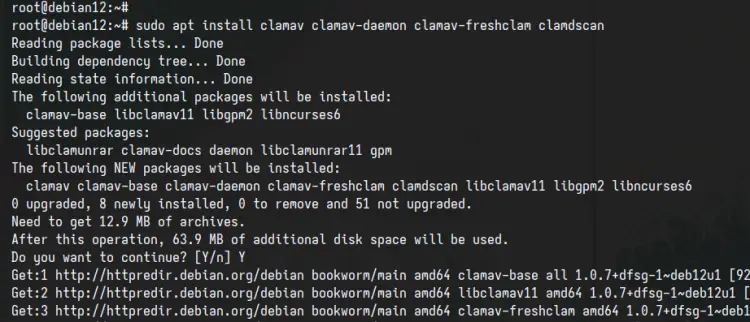 Debian 12安装ClamAV软件包