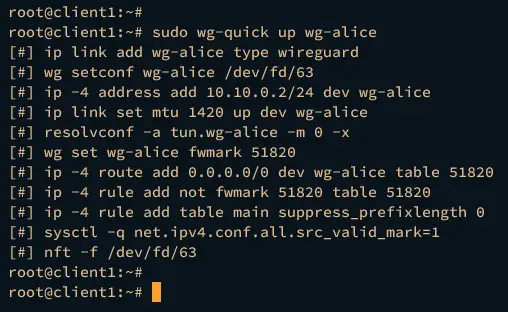 在客户端启动WireGuard