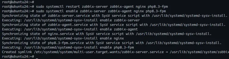 启动并启用 Zabbix 服务