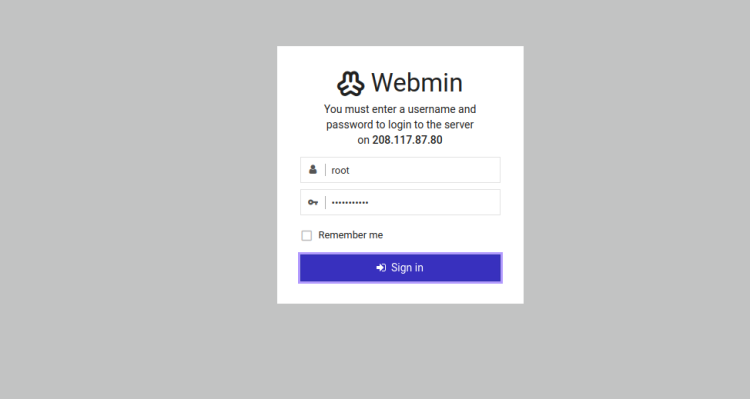 Webmin登录页面