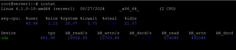 Debian 12安装iostat磁盘I/O监控工具教程