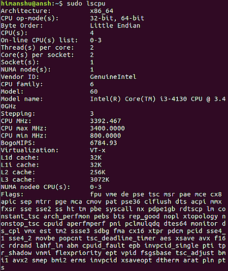 Linux lscpu命令使用教程：查看CPU架构信息