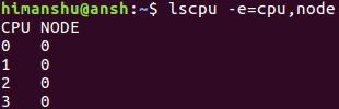 lscpu限制输出列示例