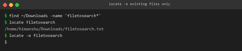 locate -e只显示当前存在的文件