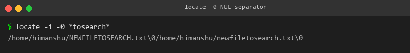 locate -0使用NUL分隔符输出