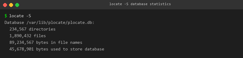 locate -S显示数据库统计信息