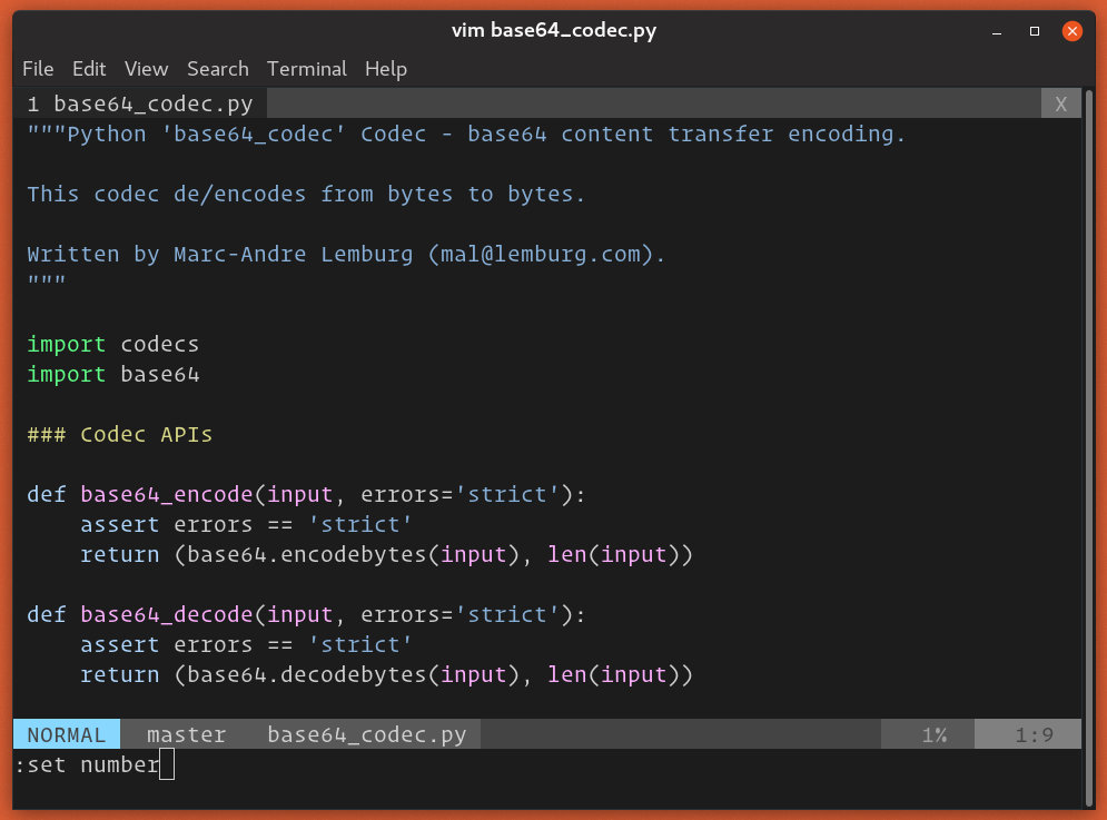 Vim enable line numbers