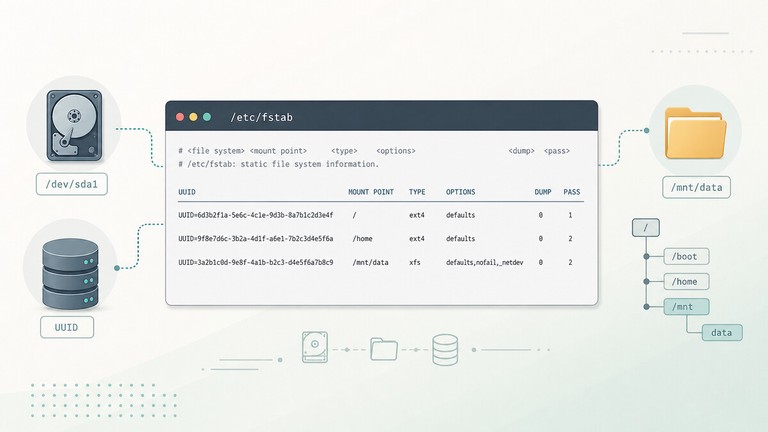 理解 Linux 中的 /etc/fstab 文件:格式、字段、挂载选项与实战