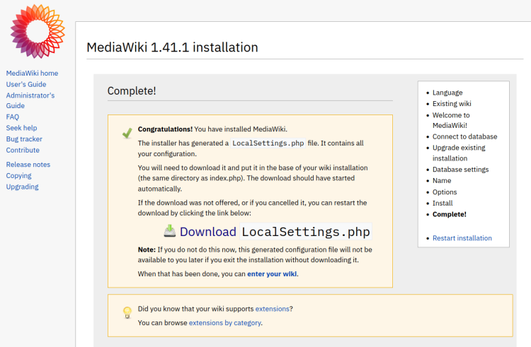 在 Ubuntu 24.04 上安装 MediaWiki 维基平台