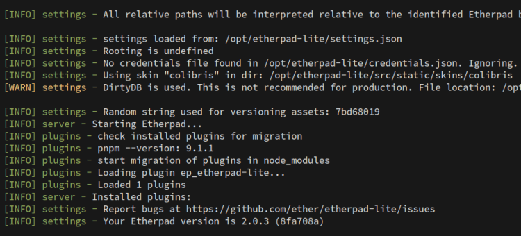 在 Ubuntu 24.04 服务器上安装 Etherpad 协作编辑器