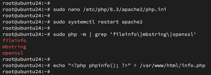 在 Ubuntu 24.04 上安装 Laravel 框架并配置 Apache