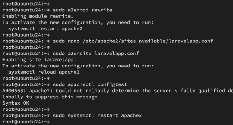 在 Ubuntu 24.04 上安装 Laravel 框架并配置 Apache