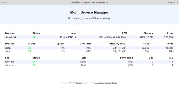 在 Ubuntu 22.04 上安装 Monit 系统监控工具
