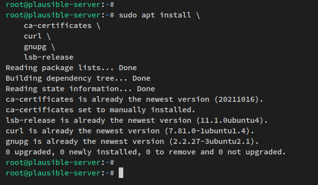 在 Ubuntu 22.04 上使用 Docker 安装 Plausible 网站分析工具