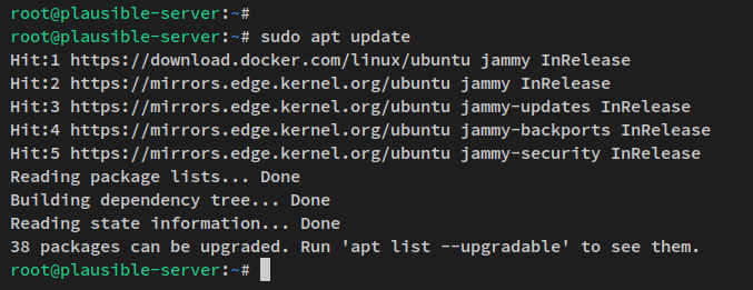 在 Ubuntu 22.04 上使用 Docker 安装 Plausible 网站分析工具