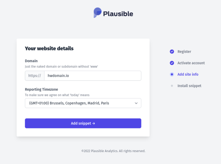 在 Ubuntu 22.04 上使用 Docker 安装 Plausible 网站分析工具