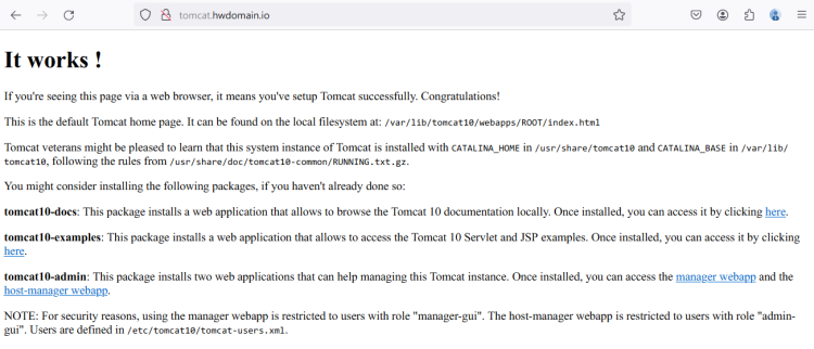 在 Debian 12 上安装 Apache Tomcat 10 并配置 Nginx 反向代理