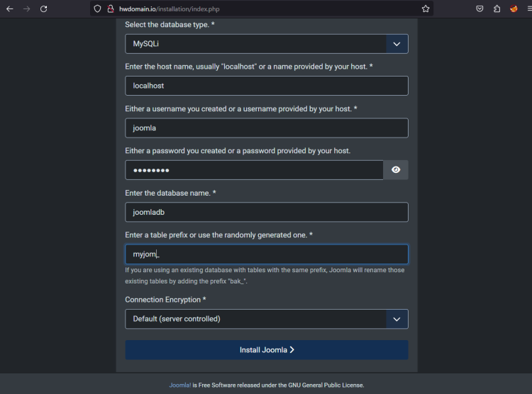 在 Debian 12 上安装 Joomla CMS