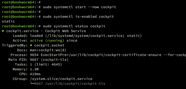 在 Debian 12 上安装 Cockpit Web 管理控制台