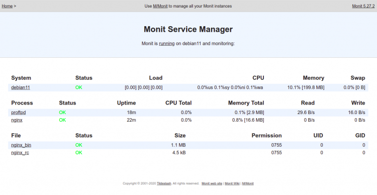 在 Debian 11 上安装与配置 Monit 监控系统