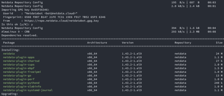 在 AlmaLinux 9 上安装 Netdata 实时性能监控