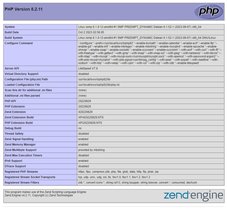 在 Debian 12 上搭建 LOMP 栈(OpenLiteSpeed + MySQL + PHP)