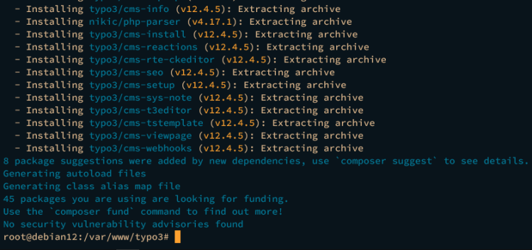 在 Debian 12 上使用 Apache 安装 TYPO3 CMS