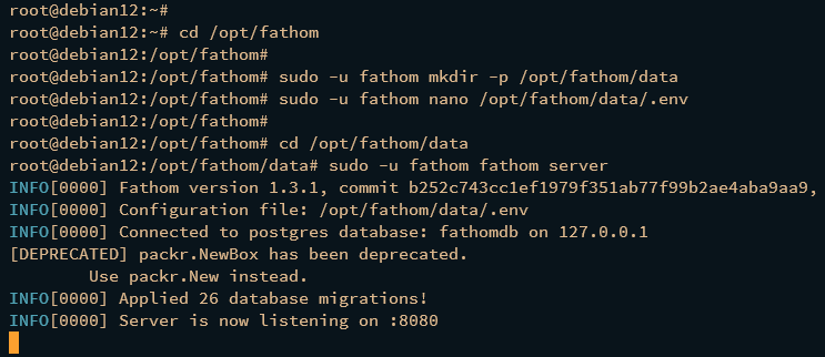 在 Debian 12 上安装 Fathom 隐私优先网站分析平台