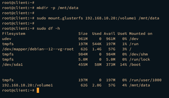 在 Debian 12 上搭建三节点 GlusterFS 集群