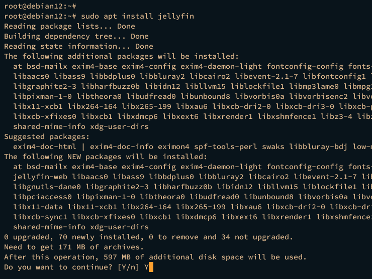 在 Debian 12 上安装 Jellyfin 媒体服务器