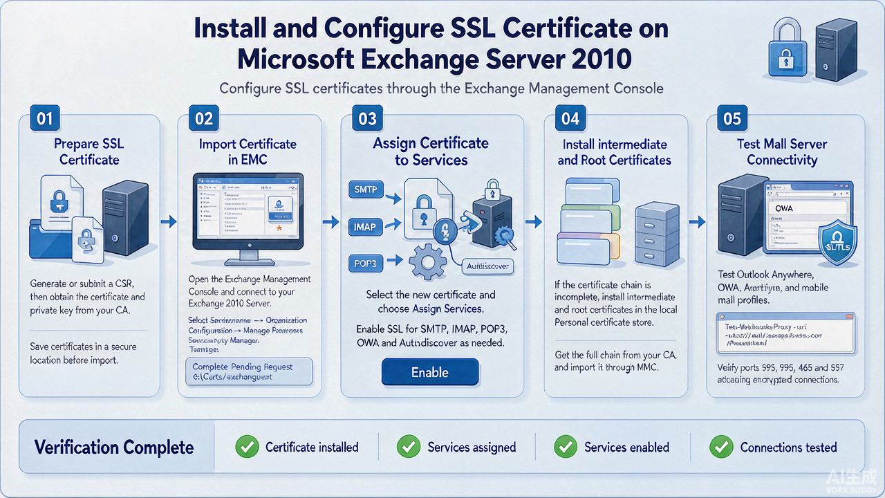在 Exchange Server 2010 上安装 SSL 证书
