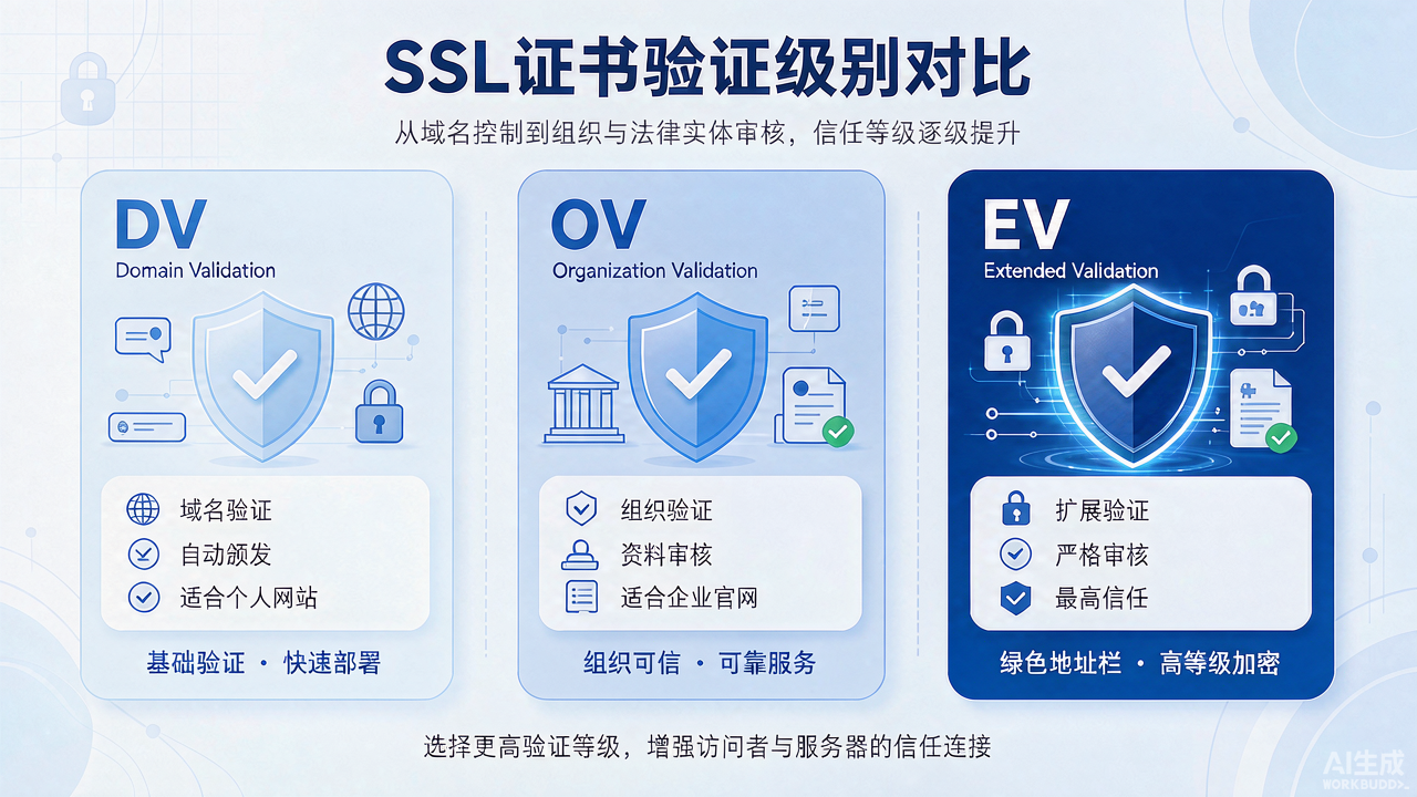 DV、OV 与 EV SSL 证书的区别