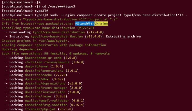 在 AlmaLinux 9 上使用 Nginx 安装 TYPO3 CMS