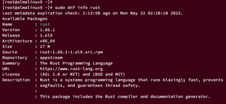 在 AlmaLinux 9 上安装 Rust 与 Cargo 包管理器