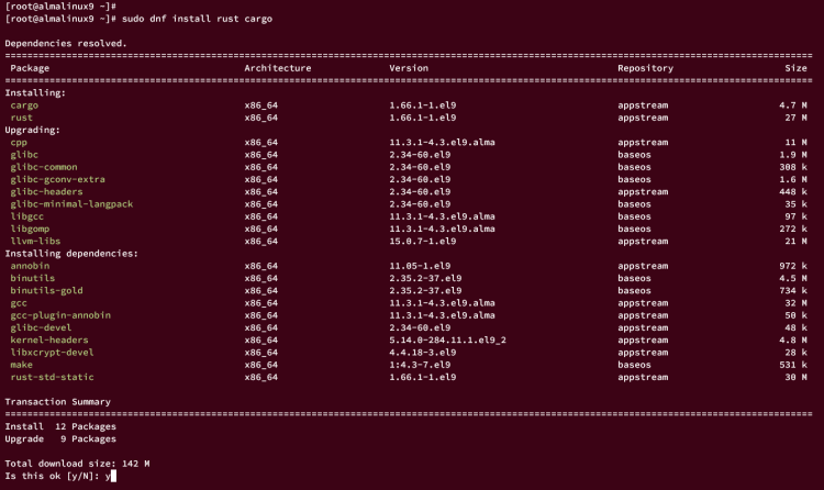 在 AlmaLinux 9 上安装 Rust 与 Cargo 包管理器