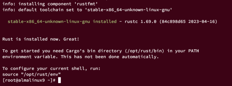 在 AlmaLinux 9 上安装 Rust 与 Cargo 包管理器
