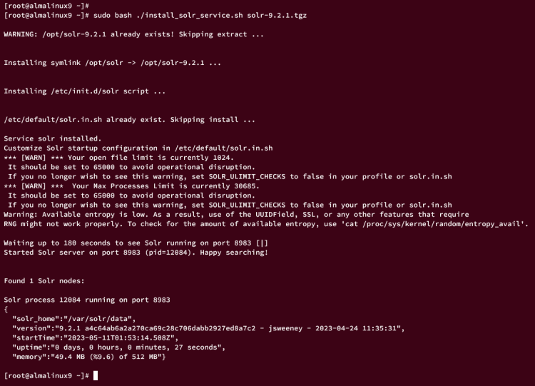 在 AlmaLinux 9 服务器上完整安装配置 Apache Solr 搜索平台