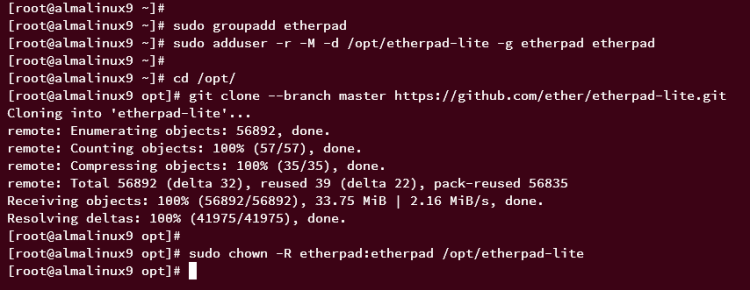 在 AlmaLinux 9 系统上安装部署 Etherpad 协同编辑平台