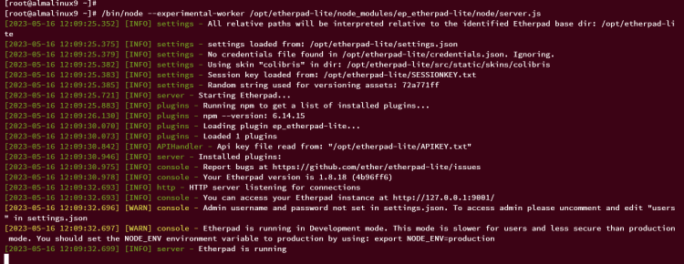 在 AlmaLinux 9 系统上安装部署 Etherpad 协同编辑平台