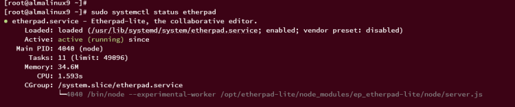 在 AlmaLinux 9 系统上安装部署 Etherpad 协同编辑平台