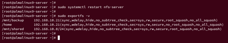在 AlmaLinux 9 上安装与配置 NFS 服务端及客户端