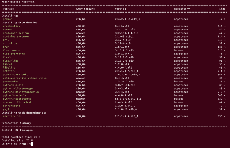AlmaLinux 9 系统上 Podman 容器安装配置与入门教程