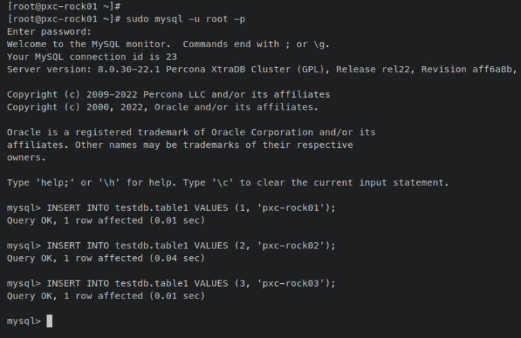 在 Rocky Linux 9 上安装并配置 Percona XtraDB 集群