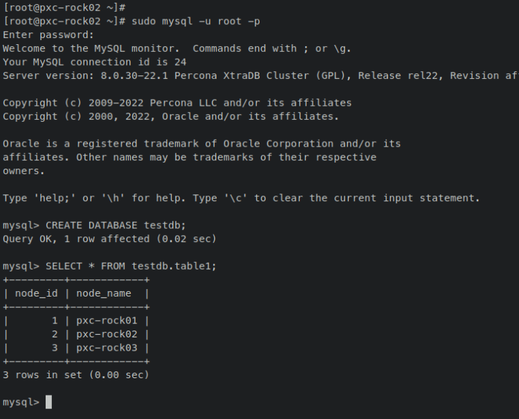 在 Rocky Linux 9 上安装并配置 Percona XtraDB 集群