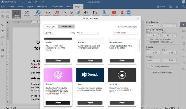 将 ONLYOFFICE Docs 与 ChatGPT 集成实现智能文档