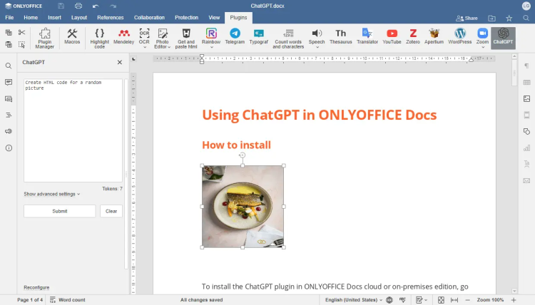 将 ONLYOFFICE Docs 与 ChatGPT 集成实现智能文档