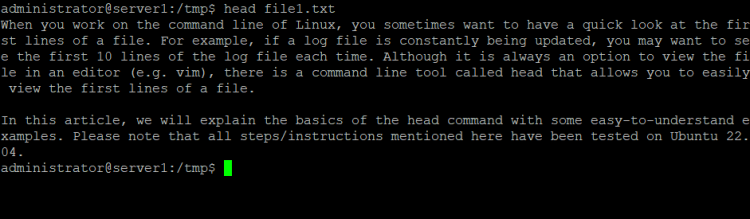 Linux head 命令入门:5 个实用示例详解